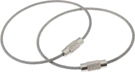 Stainless steel wire key rings come with screw heads to create a loop.