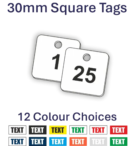 Picture of 30mm Sqaure Traffoyte Plastic Valve Tags 