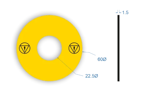 Picture of Emergency Stop (Caution Only)  Labels 60mm dia 22.5mm hole