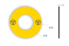 Picture of Emergency Stop (Caution Only)  Labels 60mm dia 30mm hole