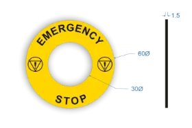 Picture of Emergency Stop  Labels 60mm dia 30mm hole