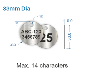 Picture of 33mm dia. Customised Stainless Steel Valve Tags