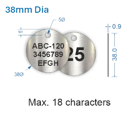 Picture of 38mm dia. Customised Stainless Steel Valve Tags 