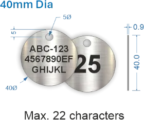 Picture of 40mm dia. Customised Stainless Steel Valve Tags