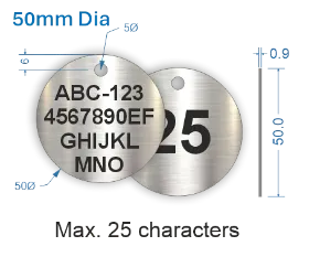 Picture of 50mm dia. Customised Stainless Steel Valve Tags