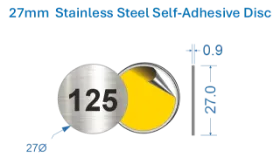 Picture of 27mm  Stainless Steel Self-Adhesive Disc 