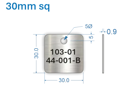 Picture of 30mm square Customised Stainless Steel Valve Tags