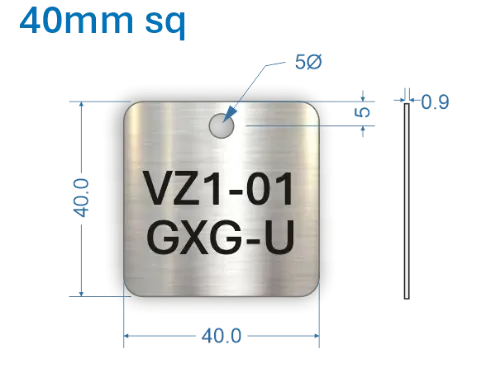 Picture of 40mm square Customised Stainless Steel Valve Tags
