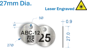 Picture of 27mm dia. Laser Engraved  Stainless Steel Valve Tags