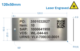 Picture of 120x50mm Laser Engraved  Stainless Steel Valve Tags