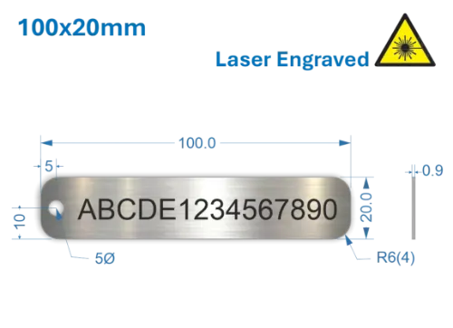 Picture of 100x20mm Laser Engraved  Stainless Steel Valve Tags 