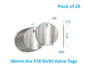 Picture of 38mm Blank Stainless Steel Valve Tags 