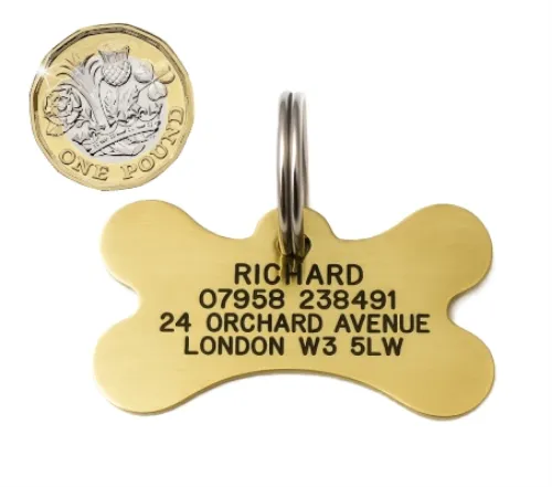 Picture of Brass Bone Pet ID Tag (Medium )