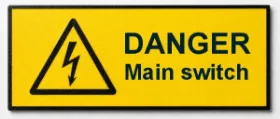 Picture of Danger label  Main switch